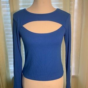 Wild Fable Royal Blue Cut-Out Long Sleeve Top